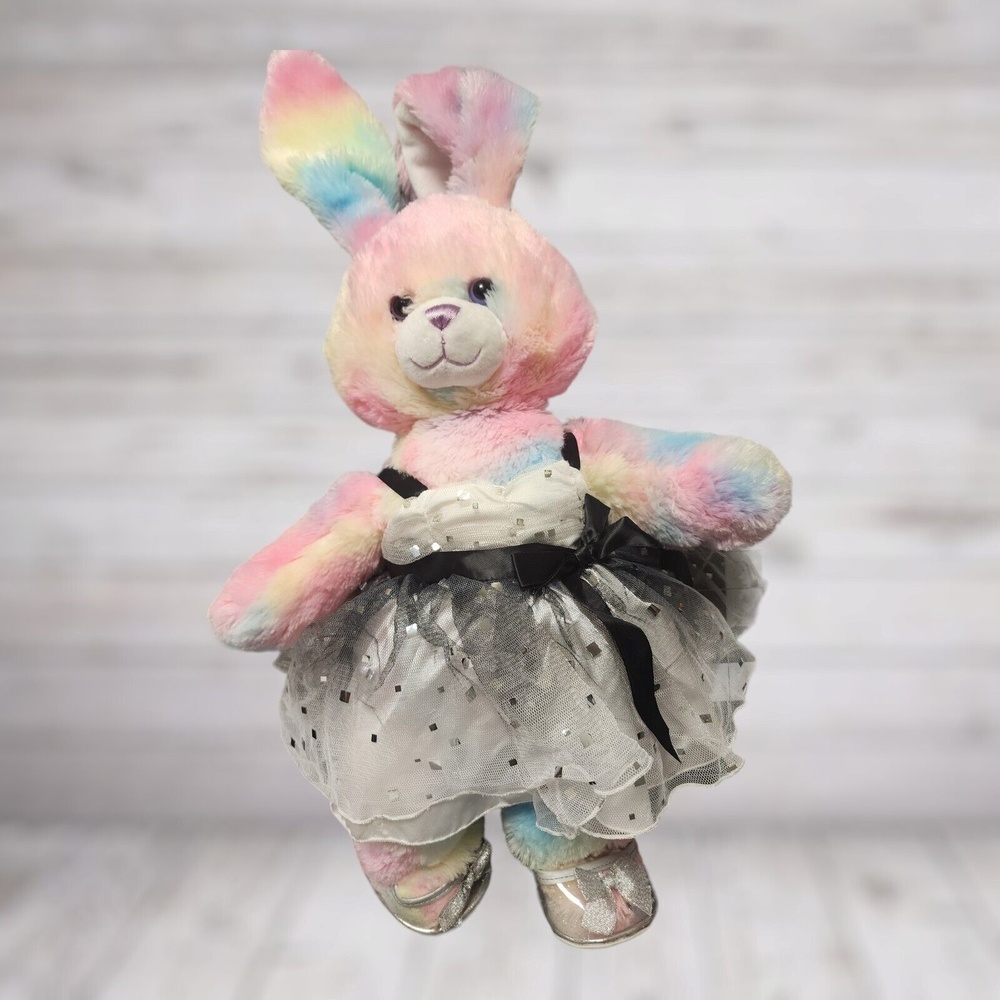 Build-A-Bear Tye Dye 16" Plush Rabbit Sparkly Star